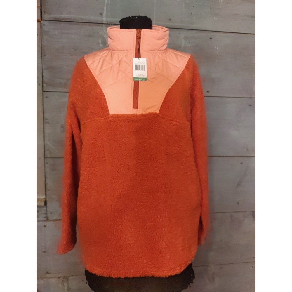 Vera Bradley Colorblock Teddy Fleece 1/4 Zip Pockets Pullover Sweater Size Large